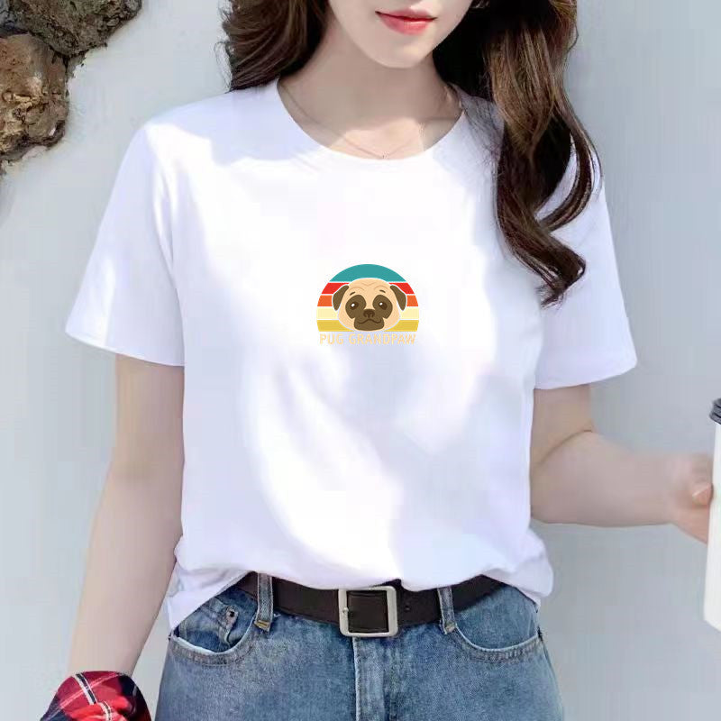 Women's New White Trend Women's Short Sleeved T-shirt Loose Fitting