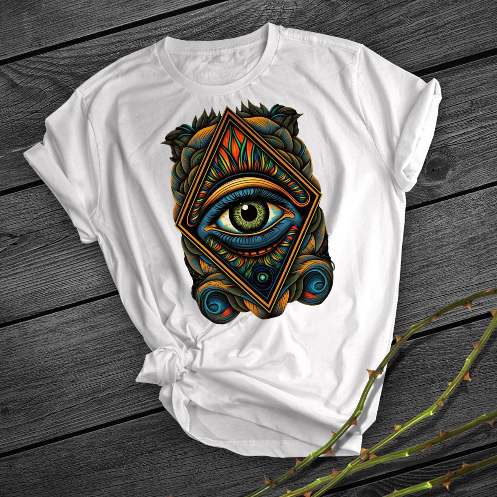 Simple Creative Printing Short Sleeve Mysterious Gaze