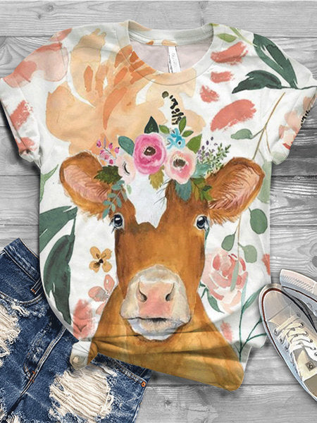 European And American Animal Printed Short Sleeved T-shirt