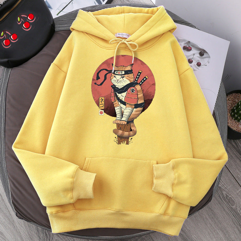 Cat Printing Hoodie Men Fashion Couple Hood