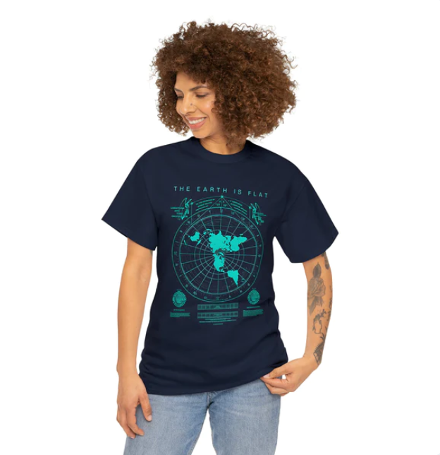 European And American Flat Earth Map T-shirt Digital Printing Casual Round Neck Short Sleeves