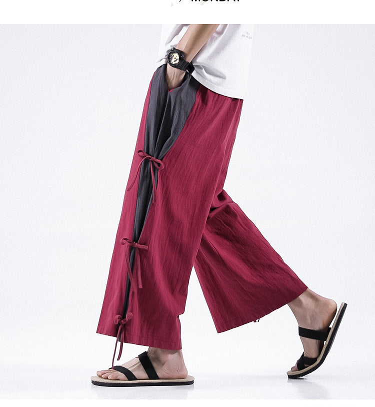 Spring And Summer Men's Cotton And Linen Casual Pants Wide Leg Pants Men