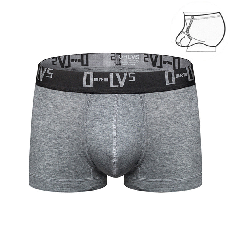 Simple Ring Lift U Convex  Mid-waist Boxer Pants For Men