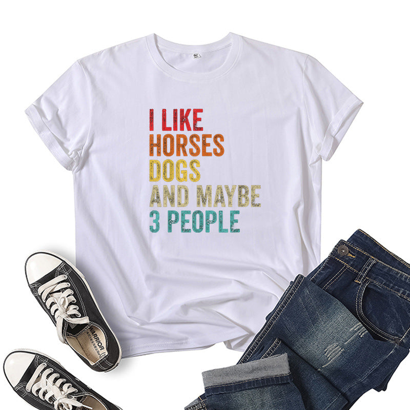 Printed Short Sleeve Crew Neck T-Shirt Summer
