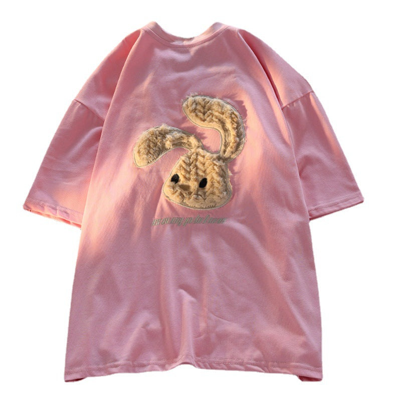 Cartoon Rabbit Couple Combed Cotton Short Sleeve