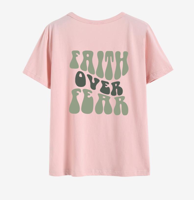 Women's Top Round Neck Slogan Printed Short Sleeves
