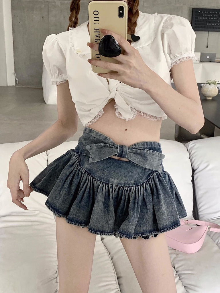 Butterfly Denim Skirt For Women