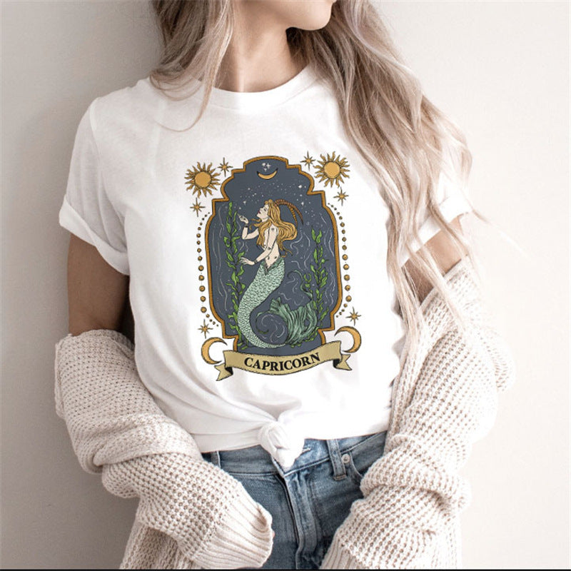 Fashion Moon Retro Gothic Print T-shirt Women