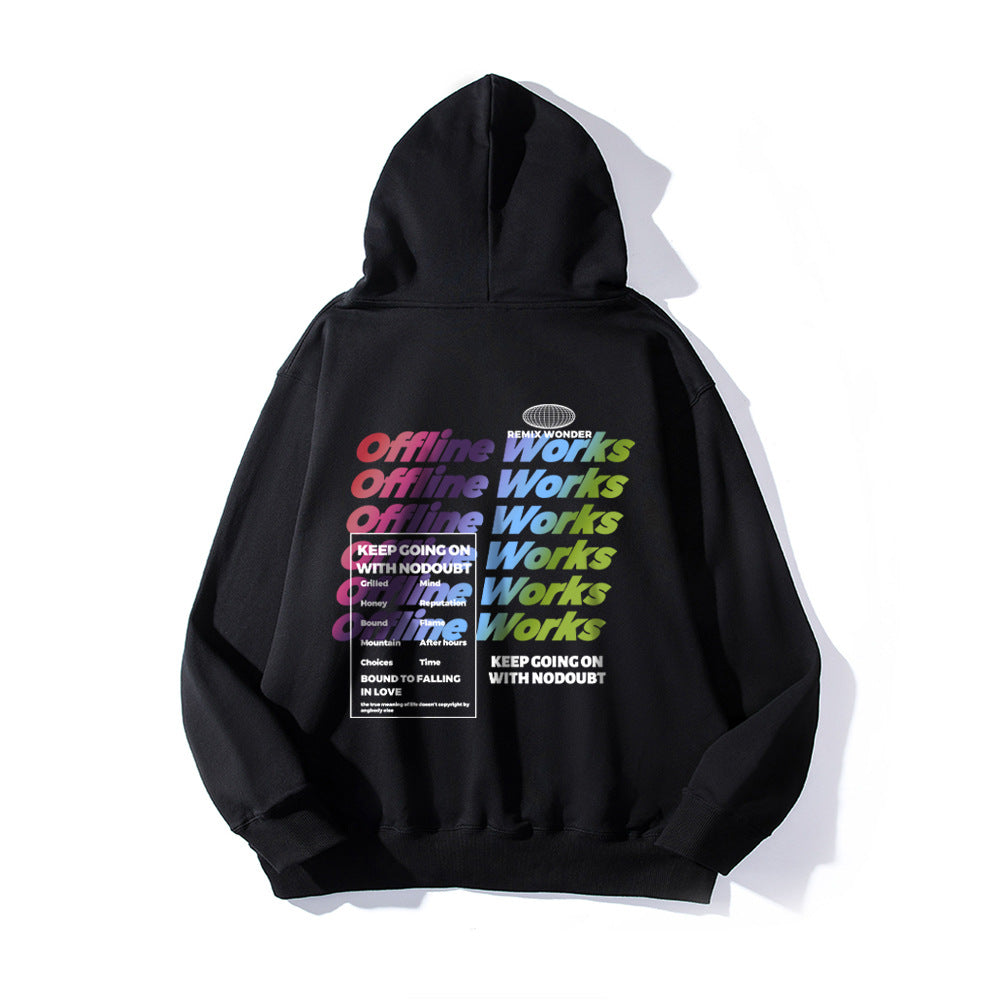 Gradient Letters Printed Hoodie Men