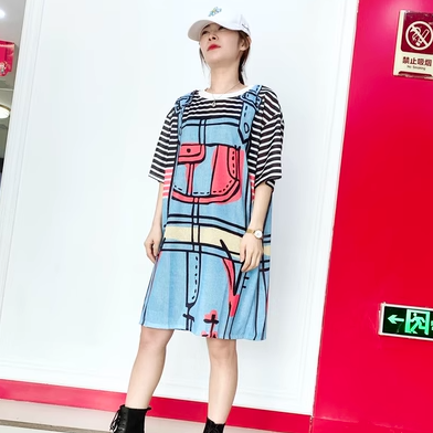 Short Sleeved Loose Fitting Oversized Summer Breathable T-shirt Dress