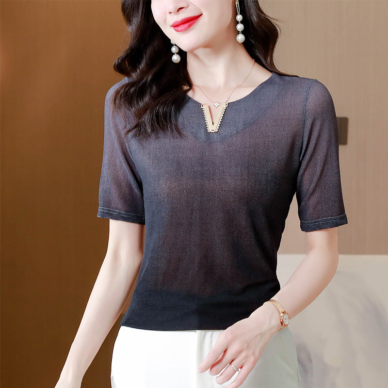 Fashion Gradient Pullover Slim Fit Shirt