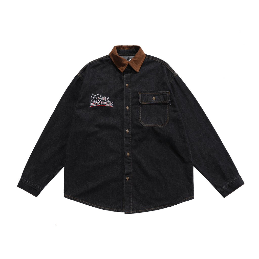 Street Retro Letters Embroidered Thin Denim Jacket For Men