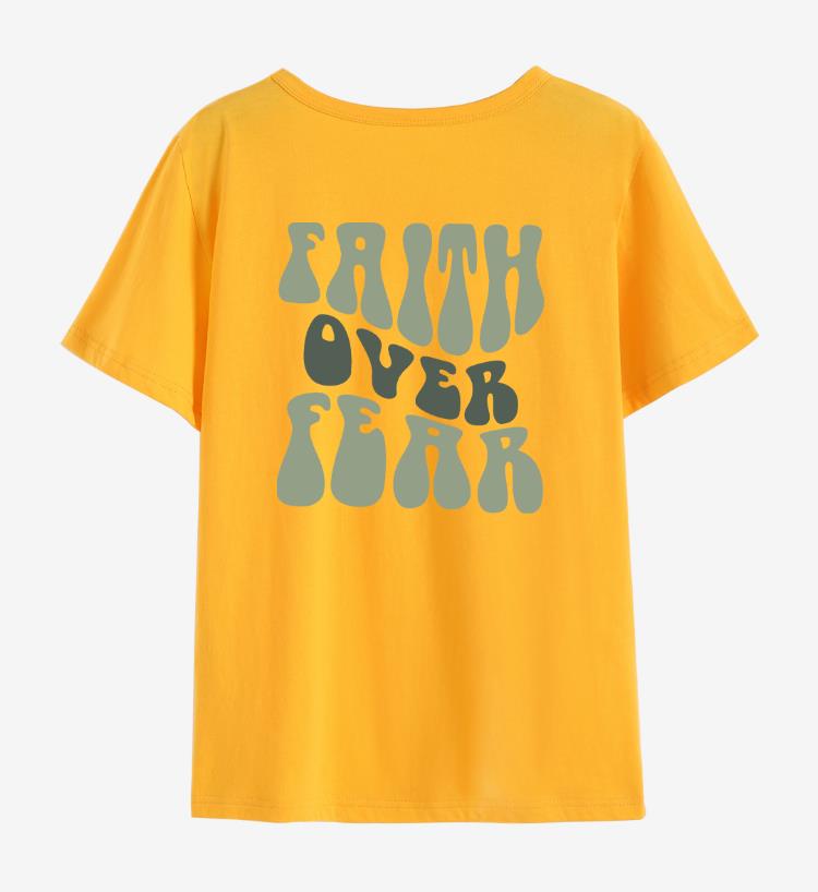 Women's Top Round Neck Slogan Printed Short Sleeves