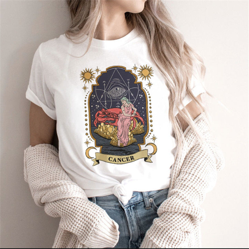 Fashion Moon Retro Gothic Print T-shirt Women