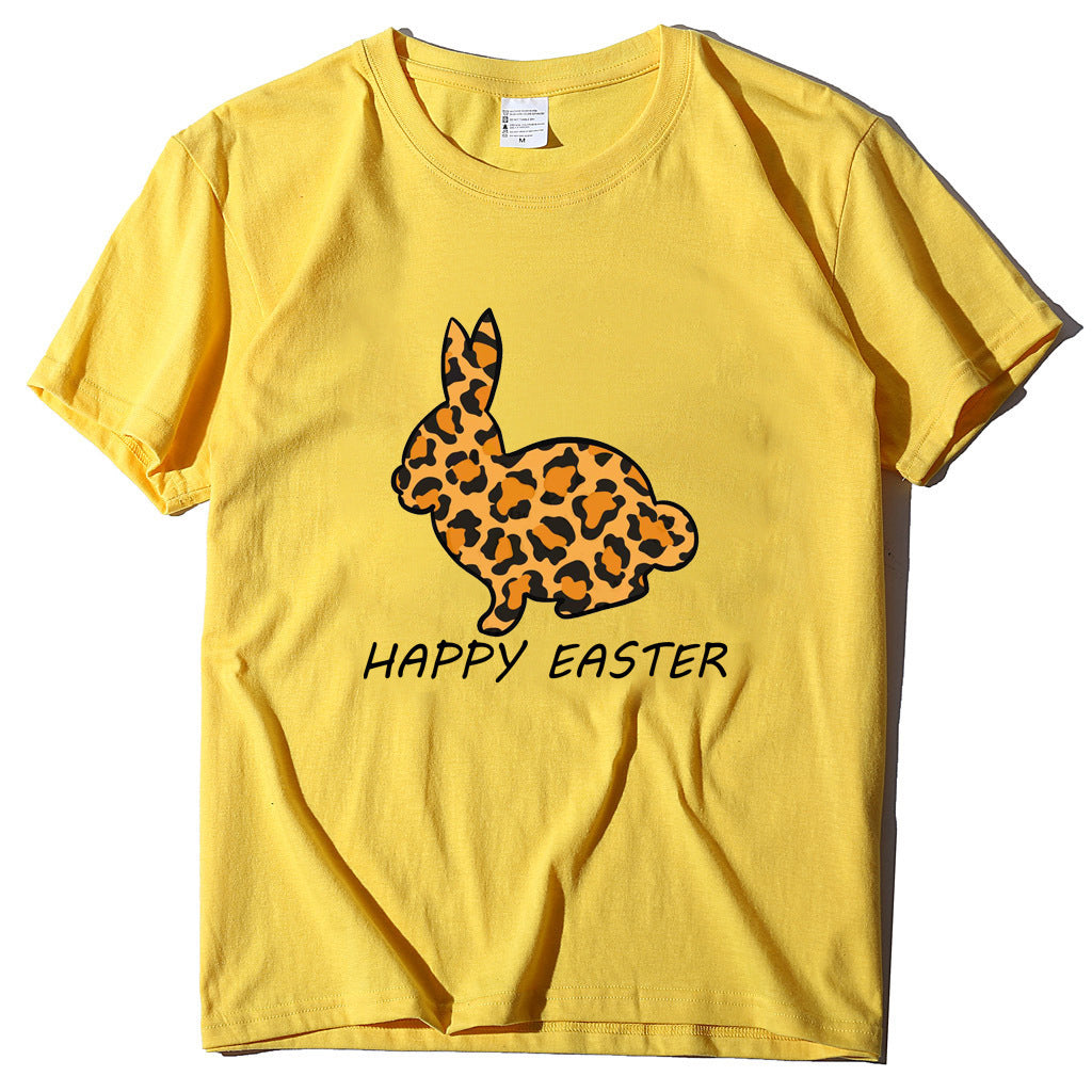 European And American Women's Easter Bunny Printed Short Sleeves