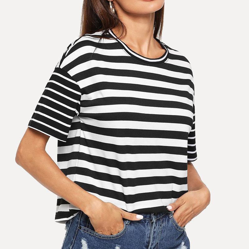 Women's Striped Paneled Loose Top