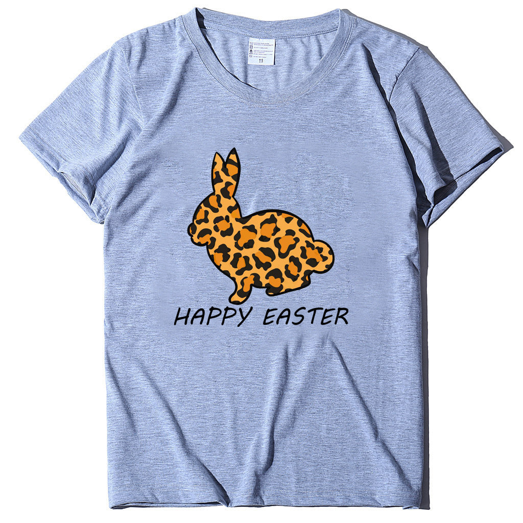 European And American Women's Easter Bunny Printed Short Sleeves