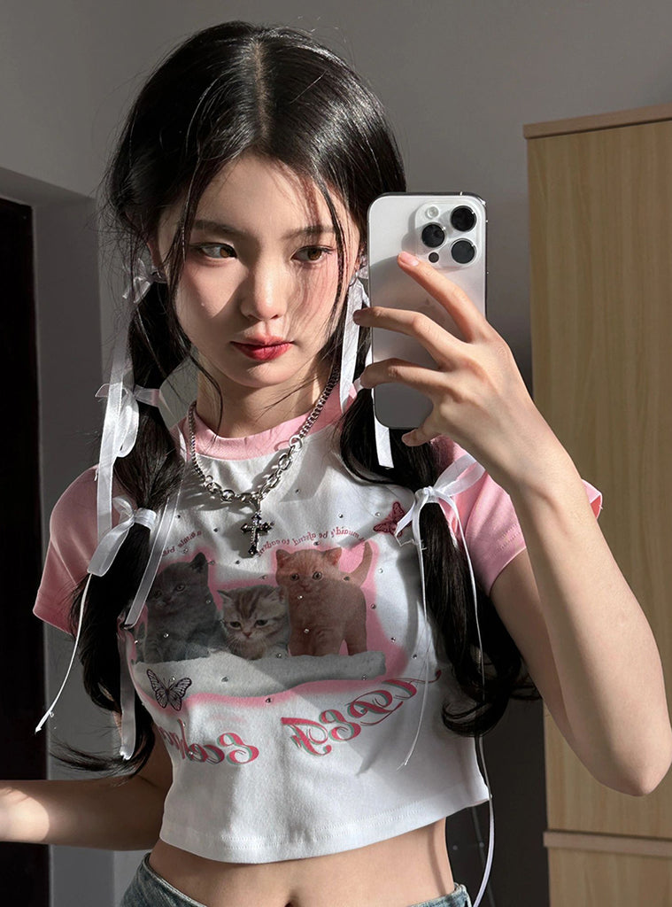 Contrasting Color Raglan Shoulder Short-sleeved T-shirt Female Design Sense