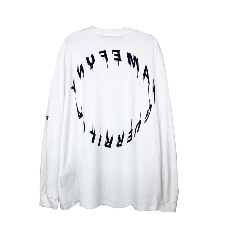 Mourning Character Head Print Long-sleeved T-shirt Men