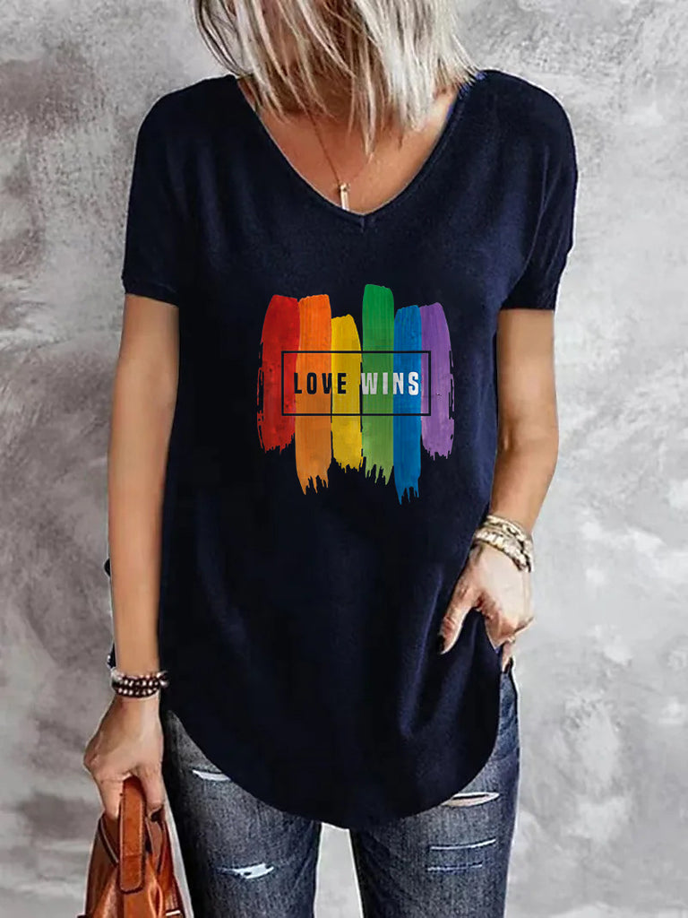 Rainbow Letter Printing Lady Temperament Commuting Fashion