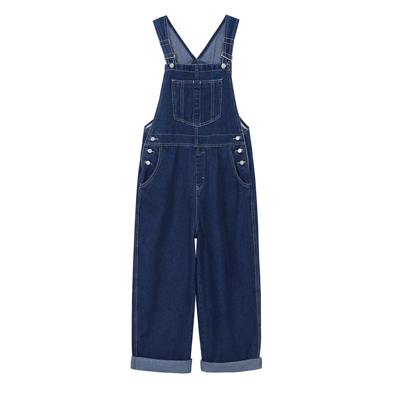 Denim Overalls Women Spring And Autumn Korean Style Loose Design Straight-leg Jumpsuit Denim Overalls Women Spring And Autumn Korean Style Loose Design Straight-leg Jumpsuit