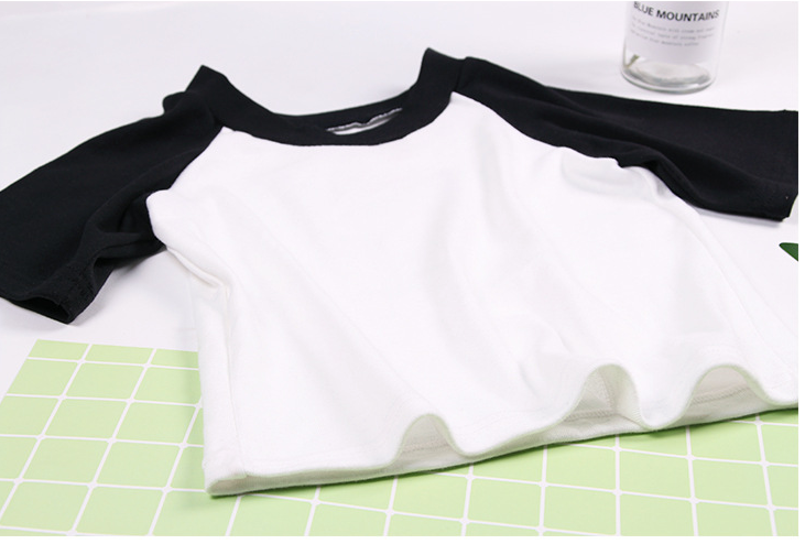 Short Sleeved T Shirt Women's Color Matching