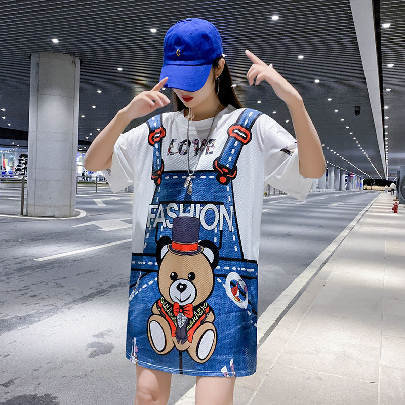 Short Sleeved Loose Fitting Oversized Summer Breathable T-shirt Dress