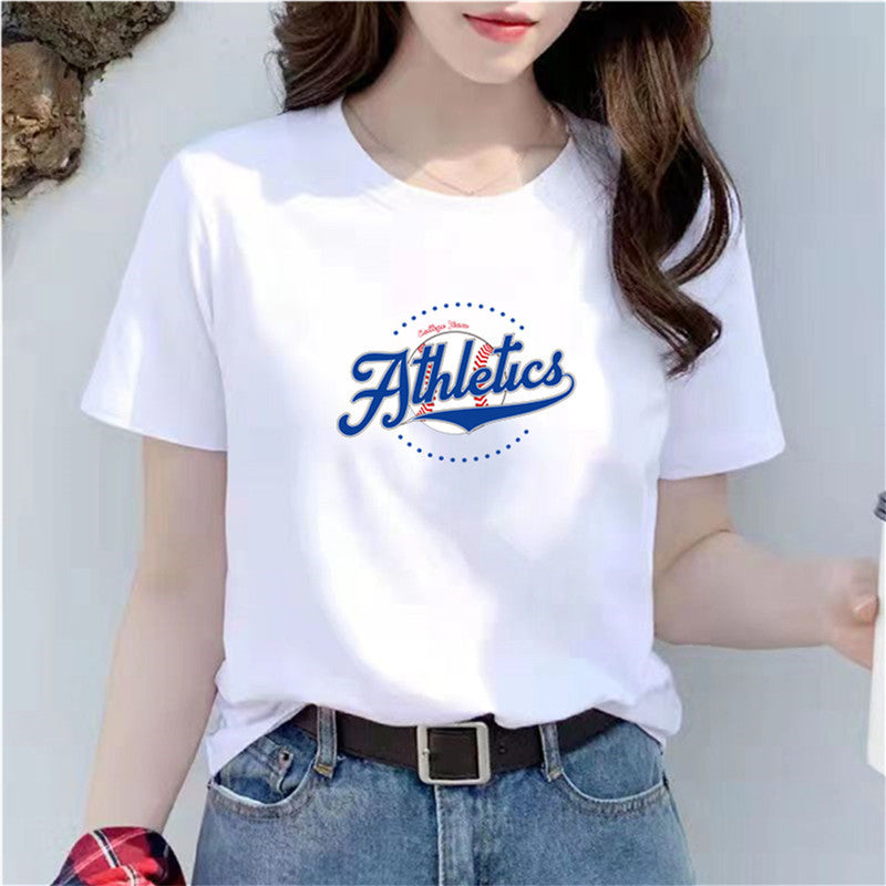 Women's New White Trend Women's Short Sleeved T-shirt Loose Fitting