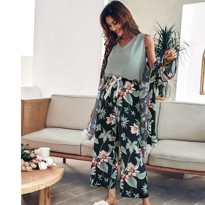 Women Pajamas Set Viscose Floral Printed Female Loose Sleepwear Nightwearar Women Pajamas Set Viscose Floral Printed Female Loose Sleepwear Nightwearar