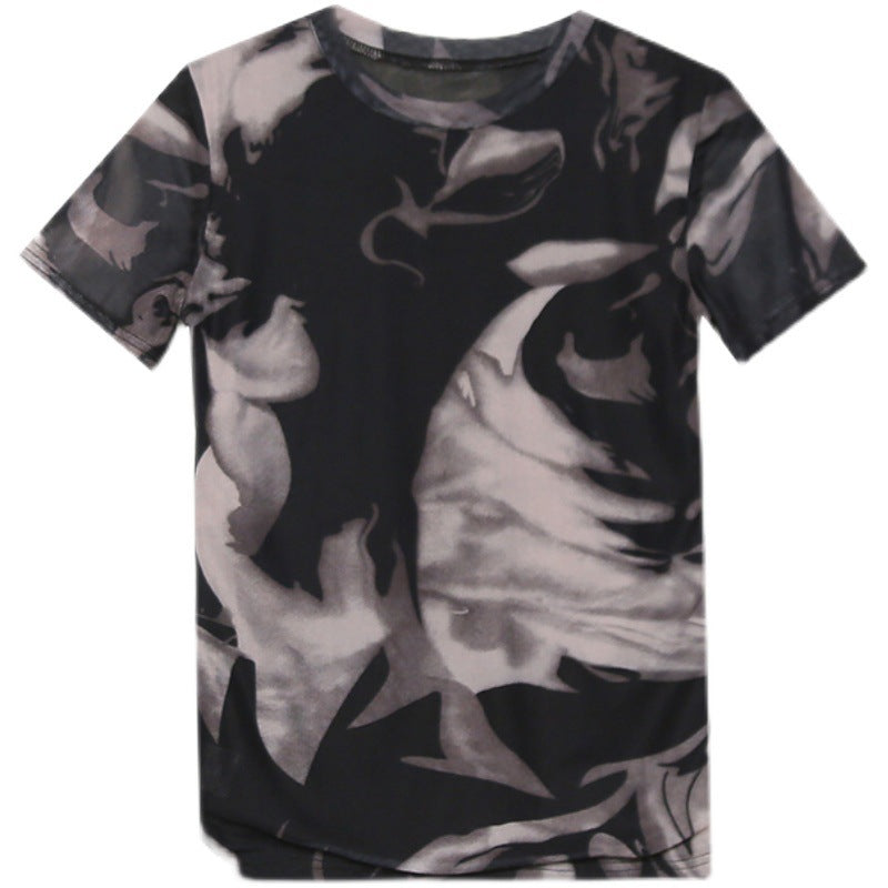Women's Fashion Screen Printing Round Neck Short Sleeve T-Shirt