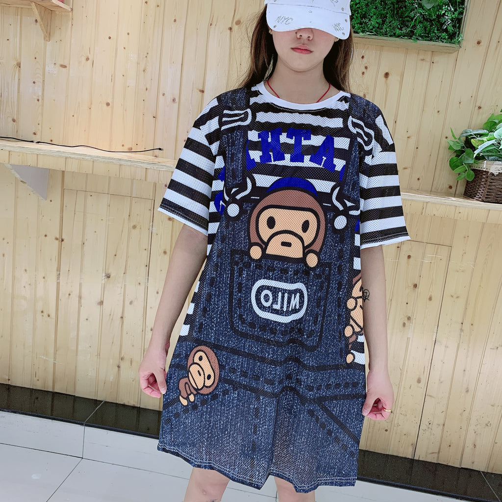 Short Sleeved Loose Fitting Oversized Summer Breathable T-shirt Dress
