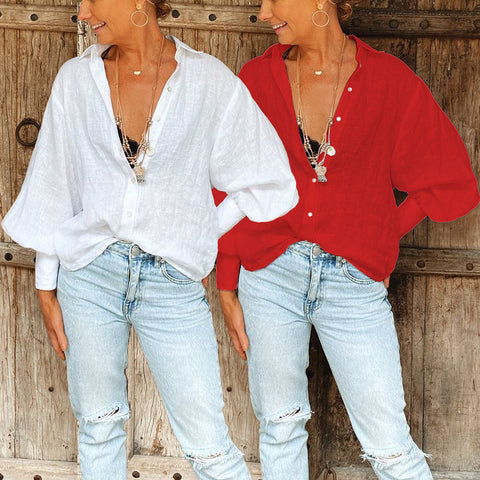Women's Loose Cardigan Long Sleeve Cotton And Linen