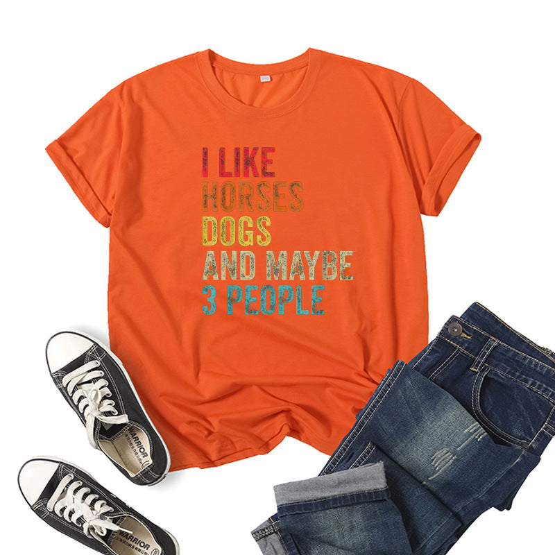 Printed Short Sleeve Crew Neck T-Shirt Summer