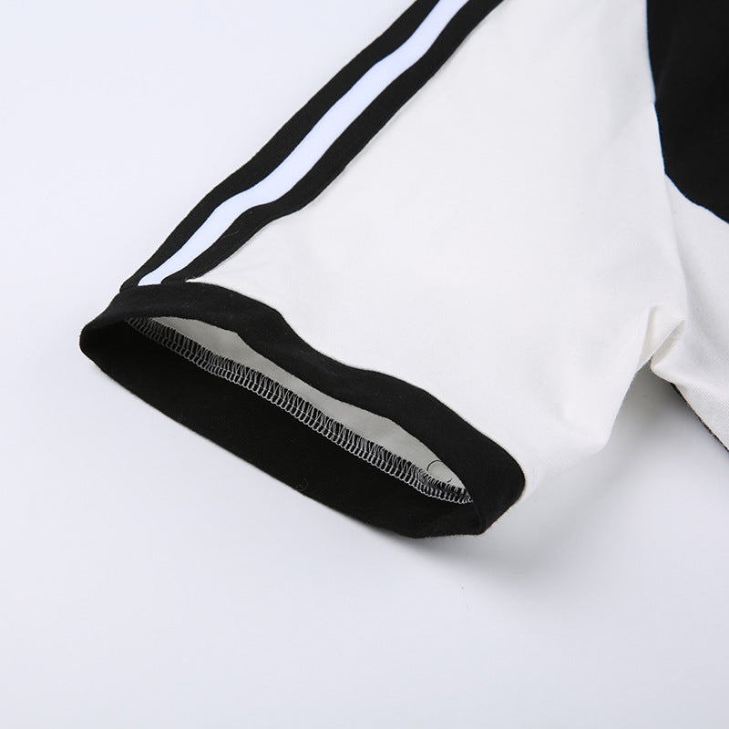 Letter Print Contrast Short Sleeve