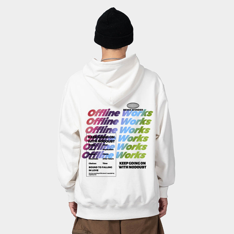 Gradient Letters Printed Hoodie Men