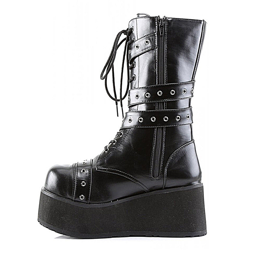 Autumn And Winter Buckled Wedge Platform Short Boots