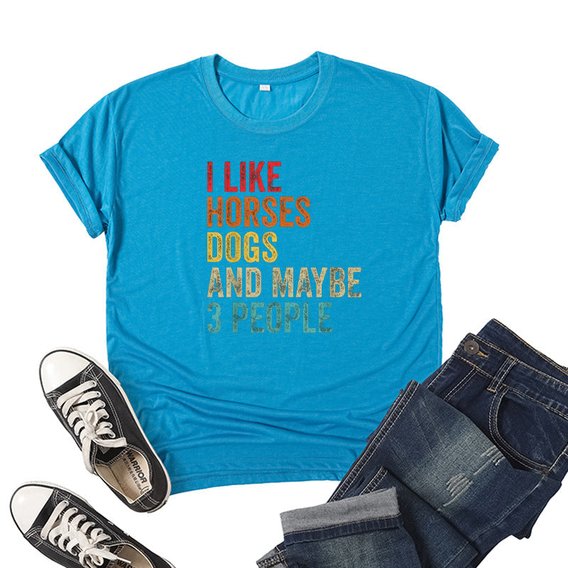 Printed Short Sleeve Crew Neck T-Shirt Summer