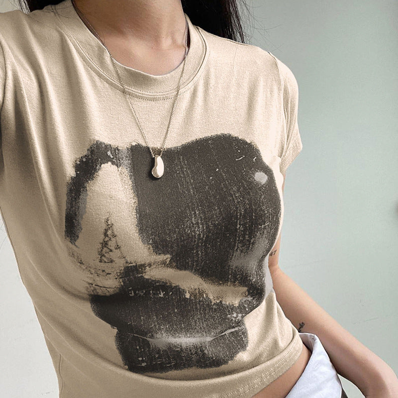 Fashionable Daily Versatile Slim Fitting Short T-shirt