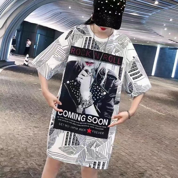 Short Sleeved Loose Fitting Oversized Summer Breathable T-shirt Dress