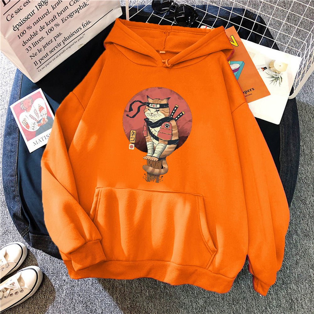 Cat Printing Hoodie Men Fashion Couple Hood