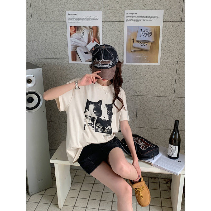 Printed Short Sleeve T-shirt Children's Fun Style Top