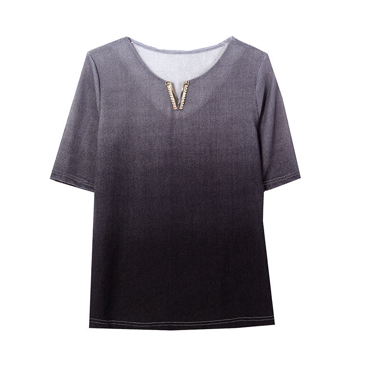 Fashion Gradient Pullover Slim Fit Shirt