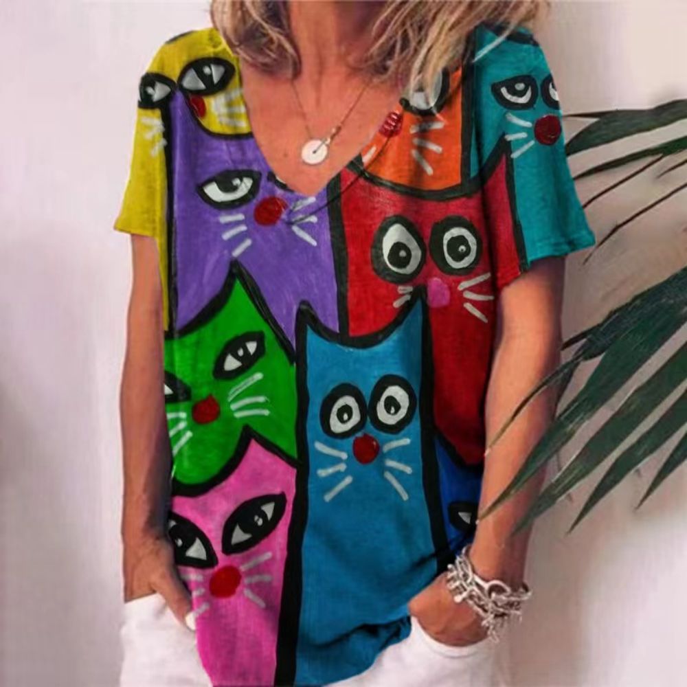 T-shirt Animal Print Casual Loose Street Trend