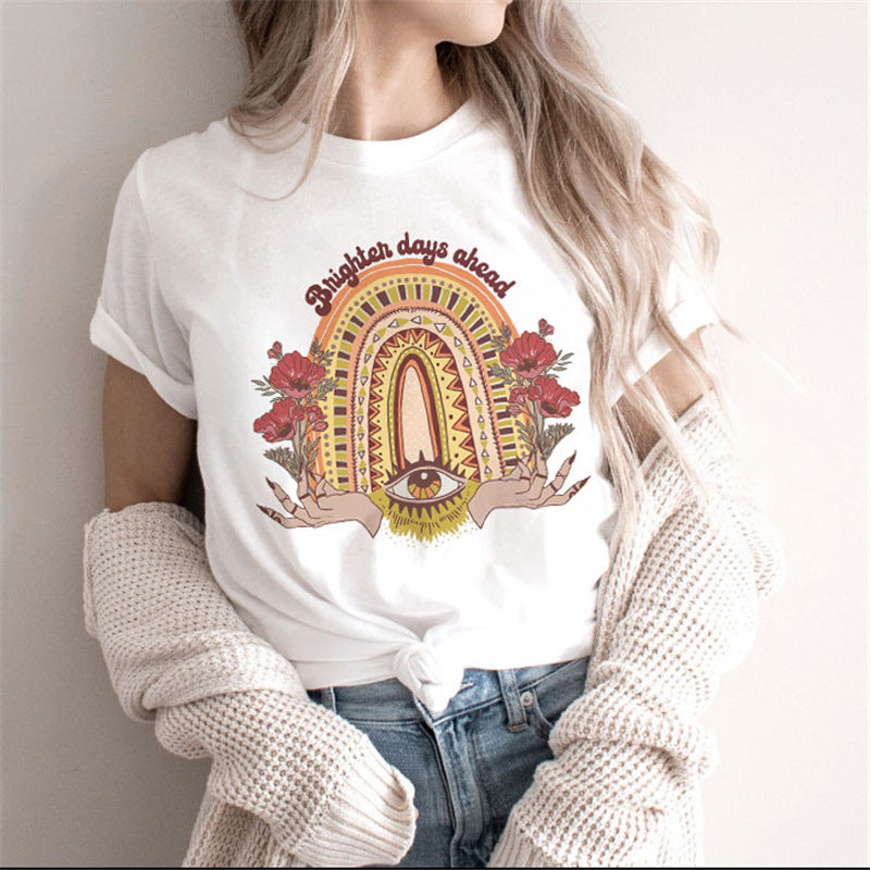 Fashion Moon Retro Gothic Print T-shirt Women