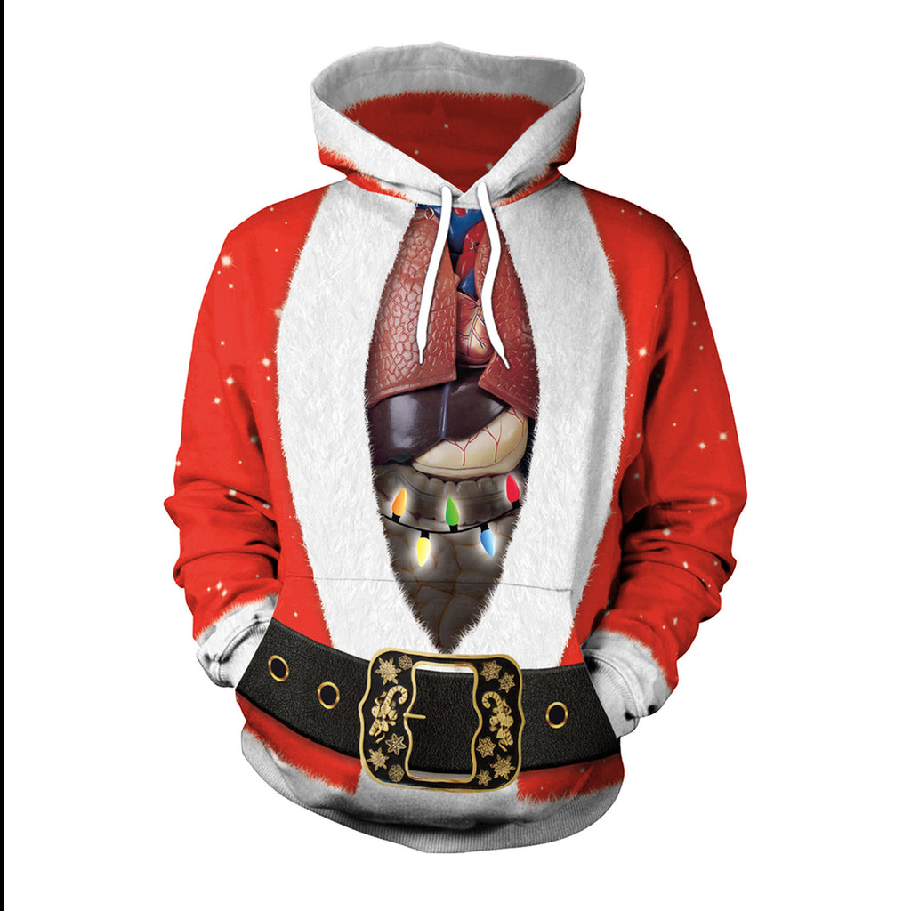 Christmas Women's Loose Versatile Hooded Creative Digital Printed Sweater Performance Dress
