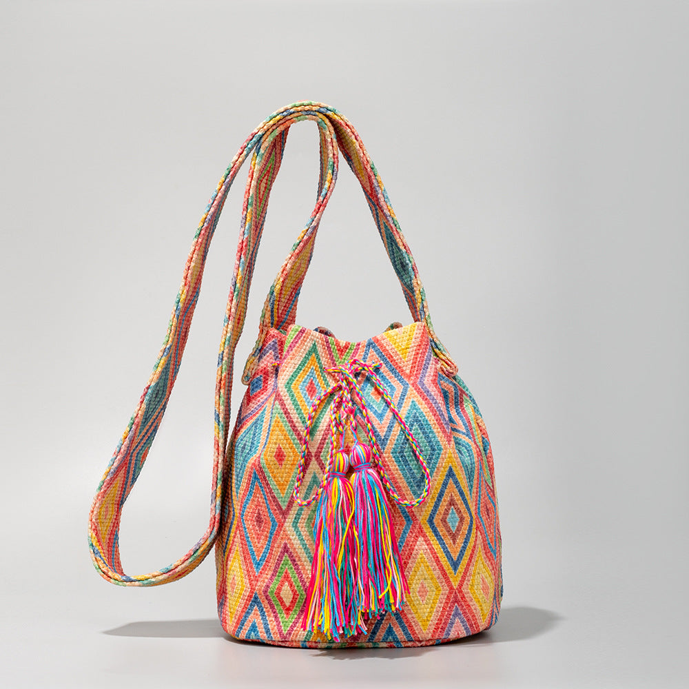 Ethnic Style Crossbody Commuter Canvas Shoulder Bag For Women