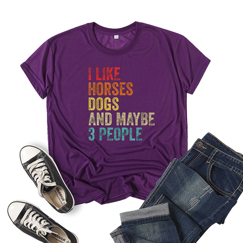 Printed Short Sleeve Crew Neck T-Shirt Summer