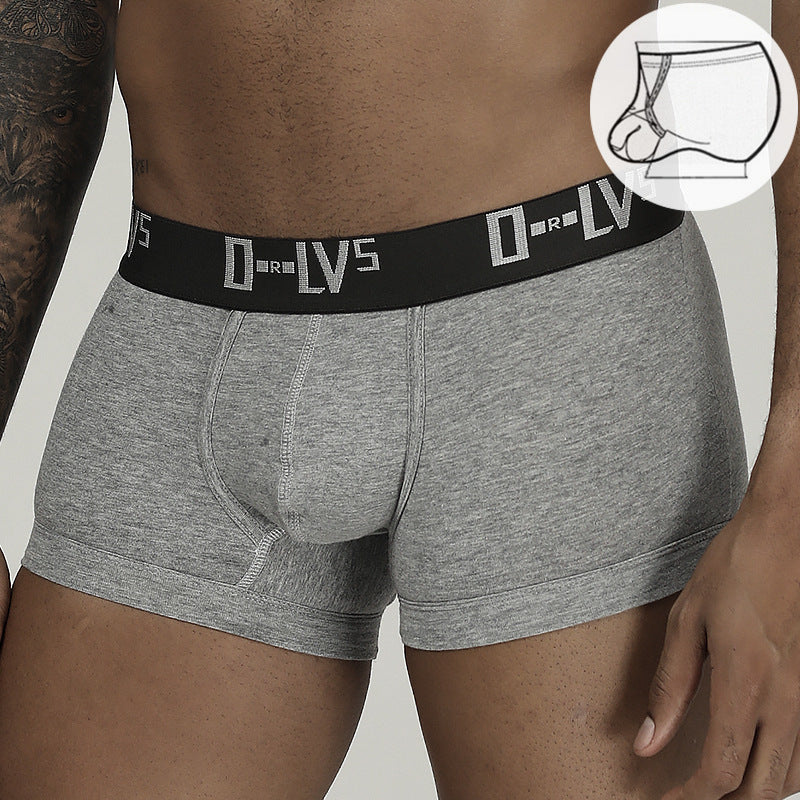 Simple Ring Lift U Convex  Mid-waist Boxer Pants For Men
