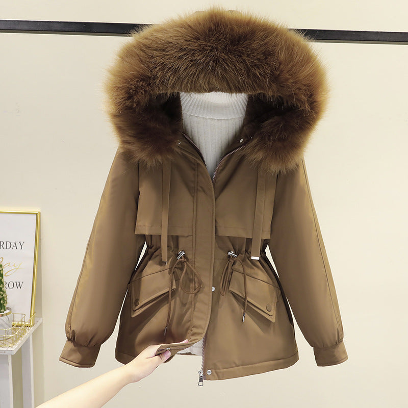 Korean Style Loose Cotton Short Fleece Parka