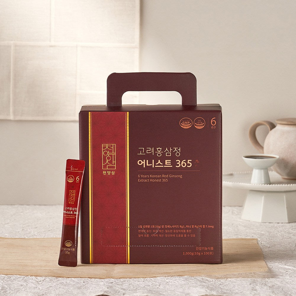 Cheonyang ginseng 6 years old Korean red ginseng garden 365 red ginseng stick 100 pcs, 1000g, 1 Cheonyang ginseng 6 years old Korean red ginseng garden 365 red ginseng stick 100 pcs, 1000g, 1